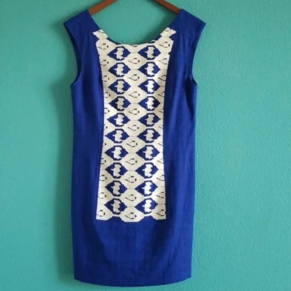 cobalt blue linen dress Sleeveless Balloon Crinkled Cobalt Blue Silk Linen Dress M main image 1
